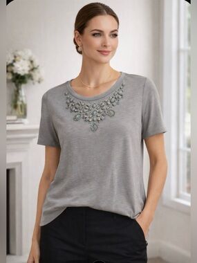 Apt. 9 Embellished Neckline Knit Top – Petite XL